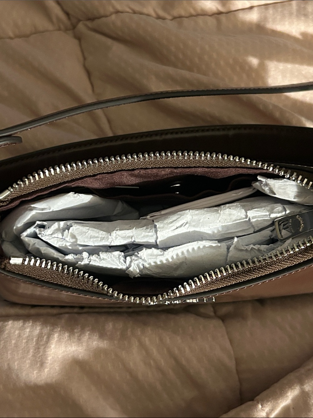 NWT Coach Brown Patent Leather Shoulder Bag with Silver Hardware - Picture 10 of 16